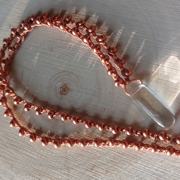 Quartz Crystal Bohemian Necklace, crochet jewelry by Rust Belt Raised - Picture 3 of 9
